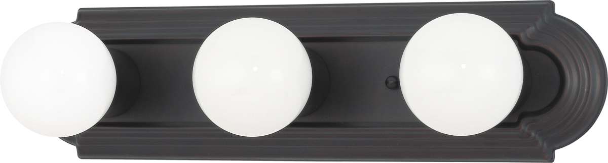 Vanity Nuvo 60-6080 3 Light - 18 in. - Vanity Racetrack Style - Color retail packaging - Mahogany Bronze Finish Nuvo