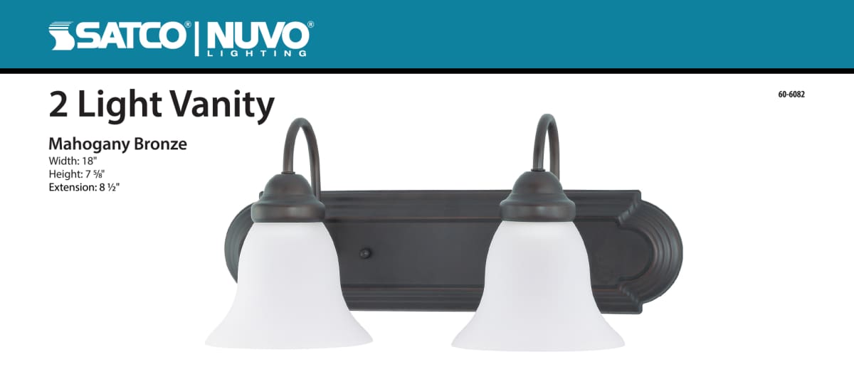 Vanity Nuvo 60-6082 Ballerina - 2 Light - 18 in. - Vanity with Frosted White Glass - Color retail packaging - Mahogany Bronze Finish Nuvo
