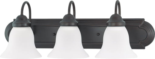 Vanity Nuvo 60-6083 Ballerina - 3 Light - 24 in. - Vanity with Frosted White Glass - Color retail packaging - Mahogany Bronze Finish Nuvo