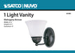 Vanity Nuvo 60-6085 Empire - 1 Light - 7 in. - Vanity with Frosted White Glass - Color retail packaging - Mahogany Bronze Finish Nuvo