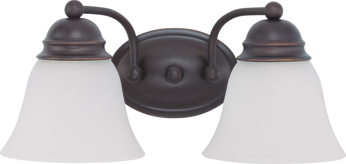 Vanity Nuvo 60-6086 Empire - 2 Light - 15 in. - Vanity with Frosted White Glass - Color retail packaging - Mahogany Bronze Finish Nuvo