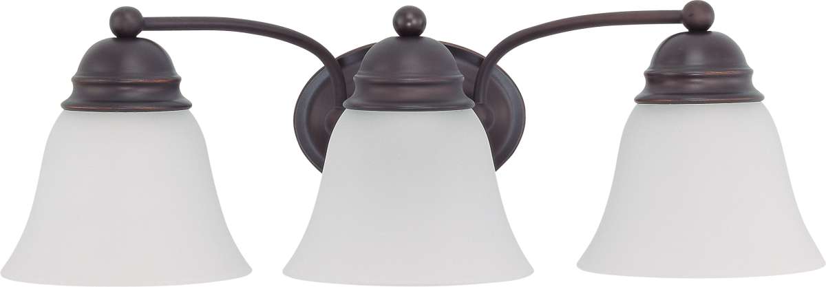 Vanity Nuvo 60-6087 Empire - 3 Light - 21 in. - Vanity with Frosted White Glass - Color retail packaging - Mahogany Bronze Finish Nuvo