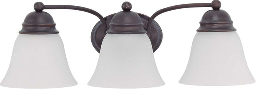 Vanity Nuvo 60-6087 Empire - 3 Light - 21 in. - Vanity with Frosted White Glass - Color retail packaging - Mahogany Bronze Finish Nuvo