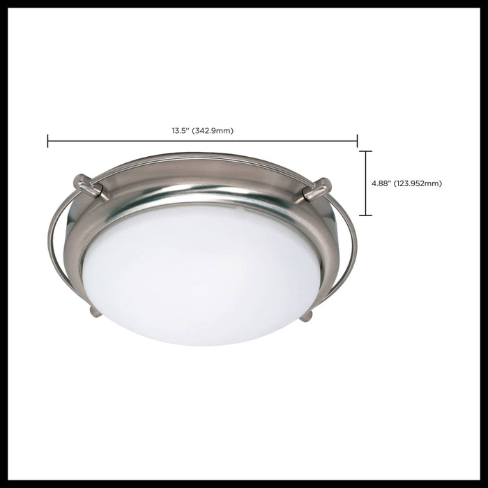 Flush Mount Nuvo 60-608 Polaris - 2 Light - 14 in. - Flush Mount with Satin Frosted Glass Shades - Brushed Nickel Finish Nuvo