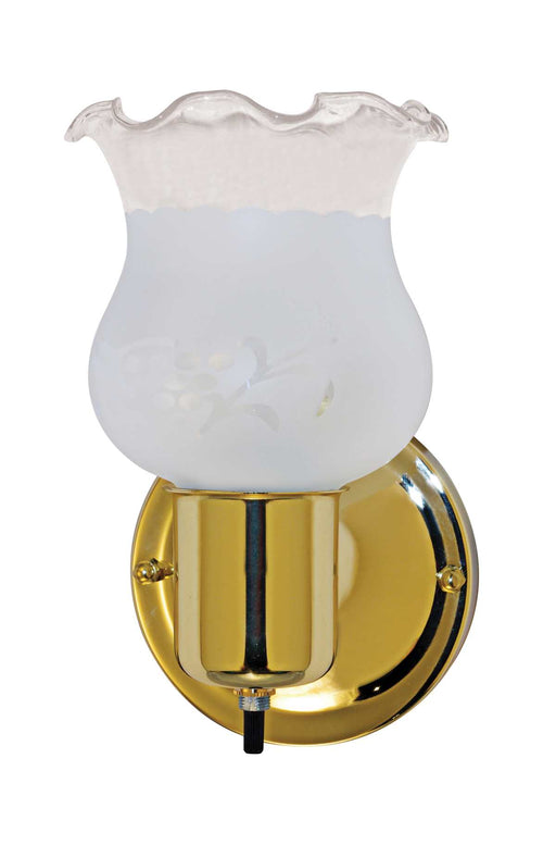 Vanity Nuvo 60-6097 1 Light - 5 in. - Vanity - with Frosted Grape Shade and On/Off Switch - Color retail packaging - Polished Brass Finish Nuvo