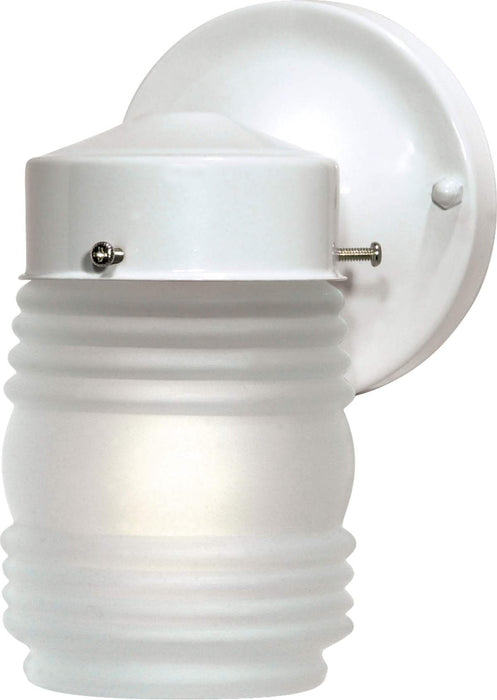 Wall Lantern Nuvo 60-6109 1 Light - 6 in. - Porch - Wall - Mason Jar with Frosted Glass - Color retail packaging - Gloss White Finish Nuvo
