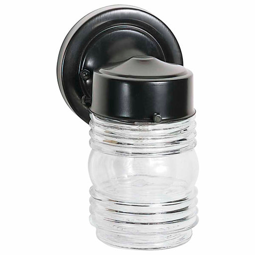 Wall Lantern Nuvo 60-6111 1 Light - 6 in. - Porch - Wall - Mason Jar with Clear Glass - Color retail packaging - Black Finish Nuvo