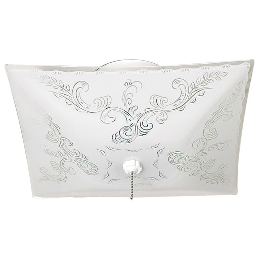 Flush Mount Nuvo 60-6113 2 Light - 12 in. - Ceiling Fixture - Square Floral with Pull Chain - Color retail packaging - White Finish Nuvo