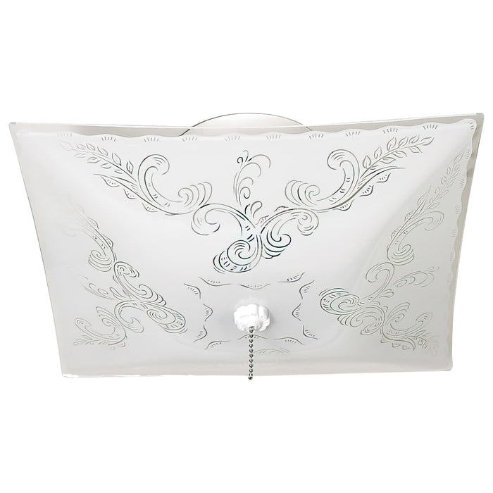 Flush Mount Nuvo 60-6113 2 Light - 12 in. - Ceiling Fixture - Square Floral with Pull Chain - Color retail packaging - White Finish Nuvo