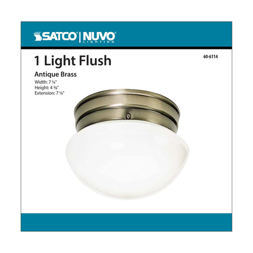 Flush Mount Nuvo 60-6114 1 Light - 8 in. - Flush Mount - Small Antique Brass Mushroom - Color retail packaging Nuvo
