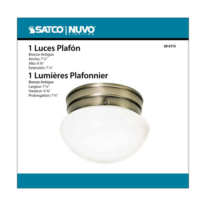 Flush Mount Nuvo 60-6114 1 Light - 8 in. - Flush Mount - Small Antique Brass Mushroom - Color retail packaging Nuvo