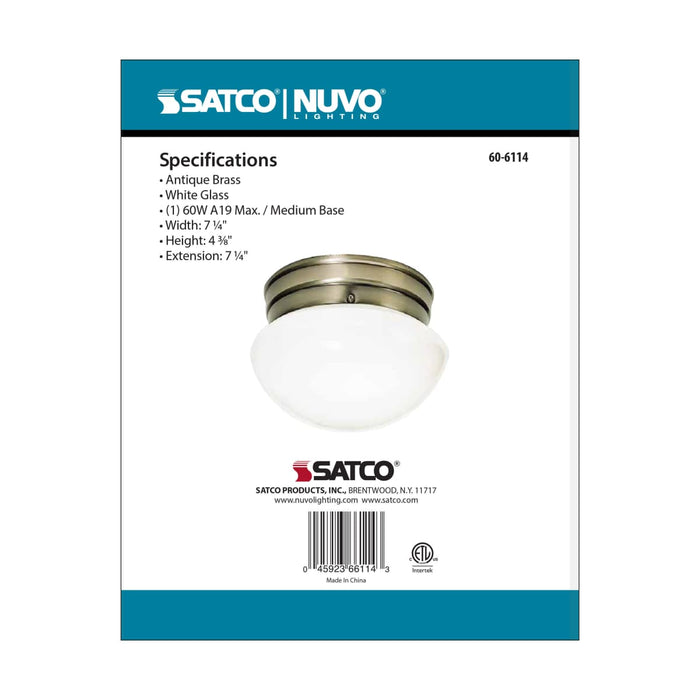 Flush Mount Nuvo 60-6114 1 Light - 8 in. - Flush Mount - Small Antique Brass Mushroom - Color retail packaging Nuvo