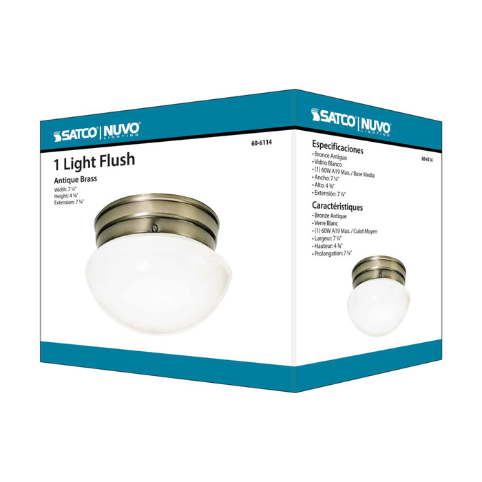 Flush Mount Nuvo 60-6114 1 Light - 8 in. - Flush Mount - Small Antique Brass Mushroom - Color retail packaging Nuvo