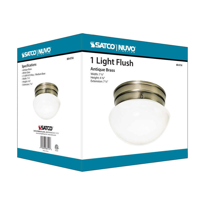 Flush Mount Nuvo 60-6114 1 Light - 8 in. - Flush Mount - Small Antique Brass Mushroom - Color retail packaging Nuvo