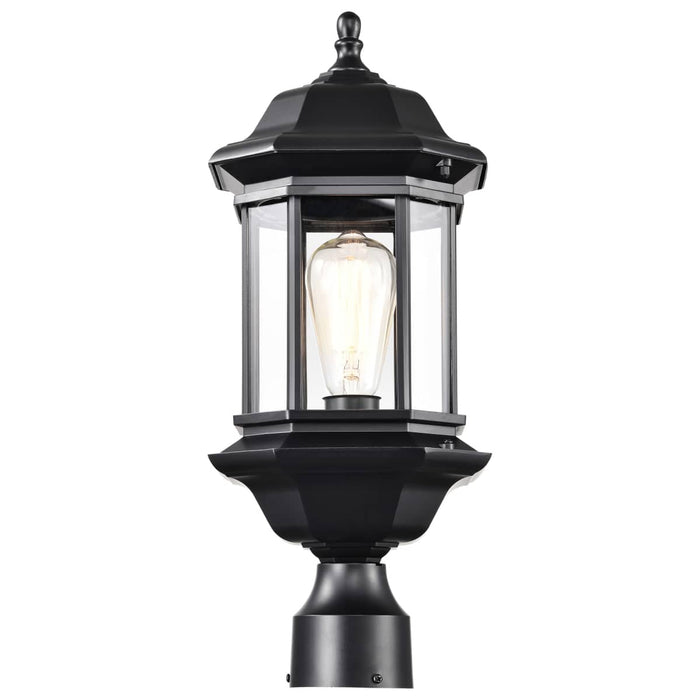 Post Lantern Nuvo 60-6115 Hopkins Outdoor Collection 18.5 inch Large Post Light Pole Lantern - Matte Black Finish with Clear Glass Nuvo