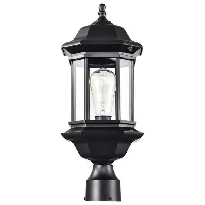 Post Lantern Nuvo 60-6115 Hopkins Outdoor Collection 18.5 inch Large Post Light Pole Lantern - Matte Black Finish with Clear Glass Nuvo