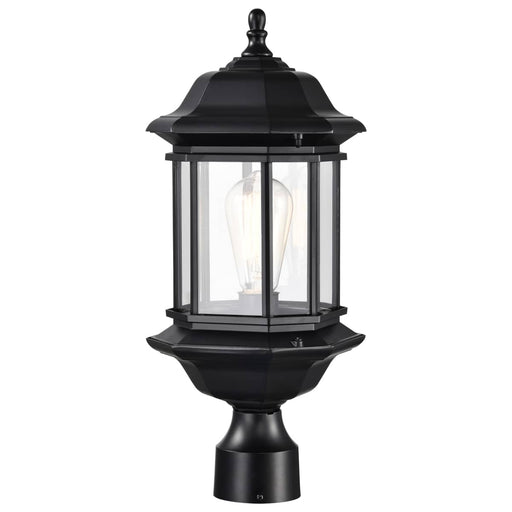 Post Lantern Nuvo 60-6115 Hopkins Outdoor Collection 18.5 inch Large Post Light Pole Lantern - Matte Black Finish with Clear Glass Nuvo