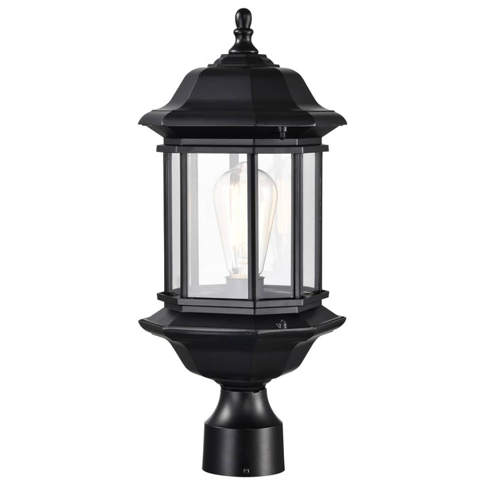 Post Lantern Nuvo 60-6115 Hopkins Outdoor Collection 18.5 inch Large Post Light Pole Lantern - Matte Black Finish with Clear Glass Nuvo