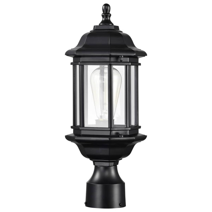 Post Lantern Nuvo 60-6116 Hopkins Outdoor Collection 16 inch Small Post Light Pole Lantern - Matte Black Finish with Clear Glass Nuvo
