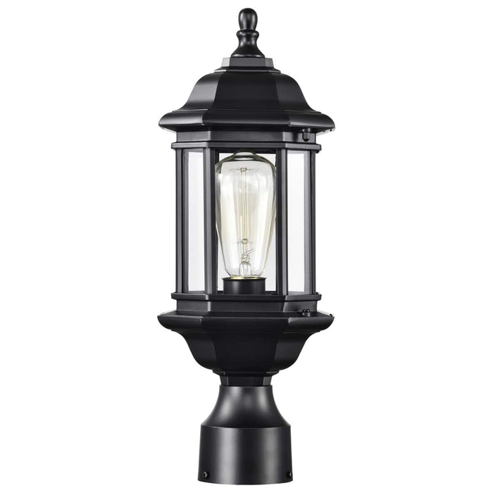 Post Lantern Nuvo 60-6116 Hopkins Outdoor Collection 16 inch Small Post Light Pole Lantern - Matte Black Finish with Clear Glass Nuvo