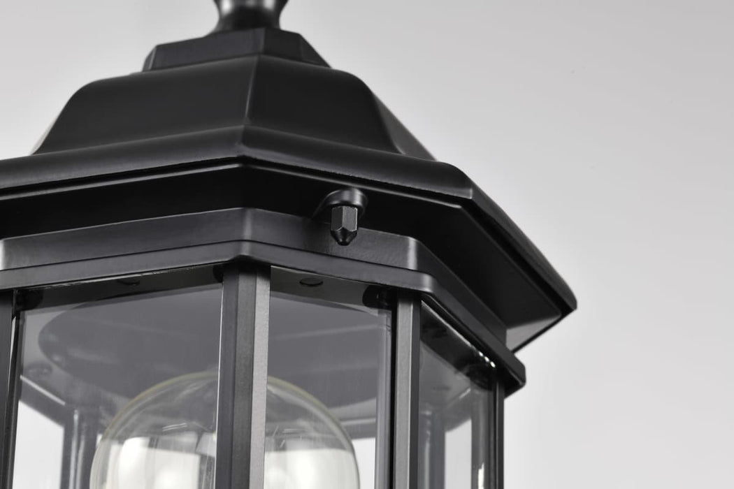 Post Lantern Nuvo 60-6116 Hopkins Outdoor Collection 16 inch Small Post Light Pole Lantern - Matte Black Finish with Clear Glass Nuvo