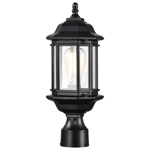 Post Lantern Nuvo 60-6116 Hopkins Outdoor Collection 16 inch Small Post Light Pole Lantern - Matte Black Finish with Clear Glass Nuvo