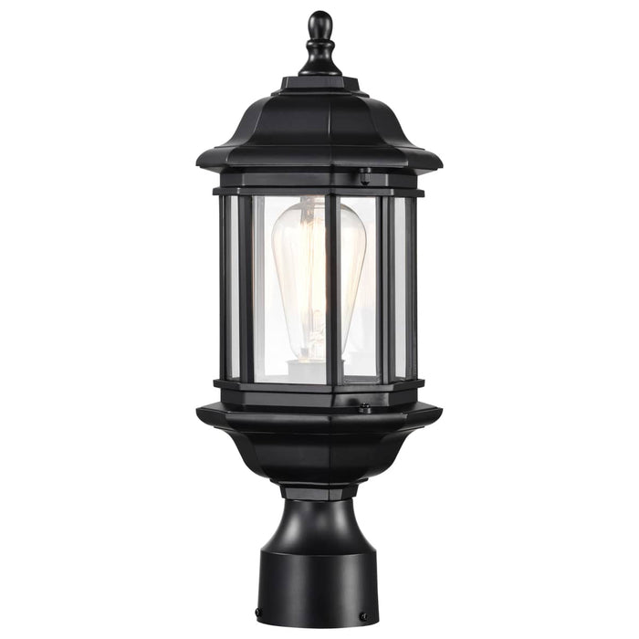 Post Lantern Nuvo 60-6116 Hopkins Outdoor Collection 16 inch Small Post Light Pole Lantern - Matte Black Finish with Clear Glass Nuvo