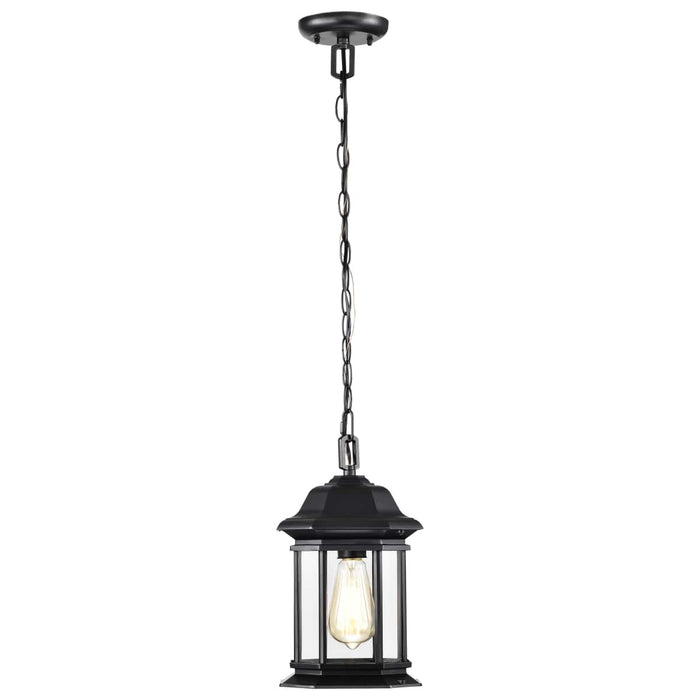 Hanging Lantern Nuvo 60-6117 Hopkins Collection Outdoor 12 inch Hanging Lantern - Matte Black Finish with Clear Glass Nuvo
