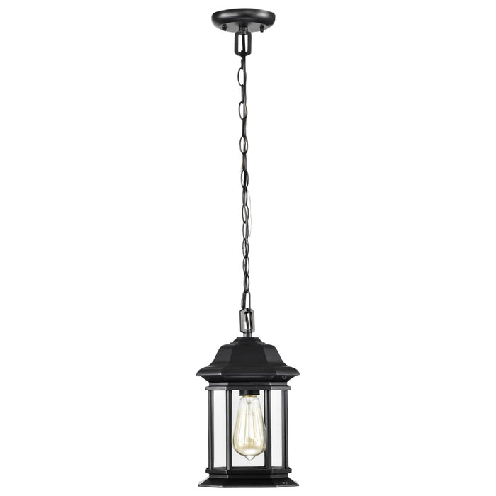 Hanging Lantern Nuvo 60-6117 Hopkins Collection Outdoor 12 inch Hanging Lantern - Matte Black Finish with Clear Glass Nuvo