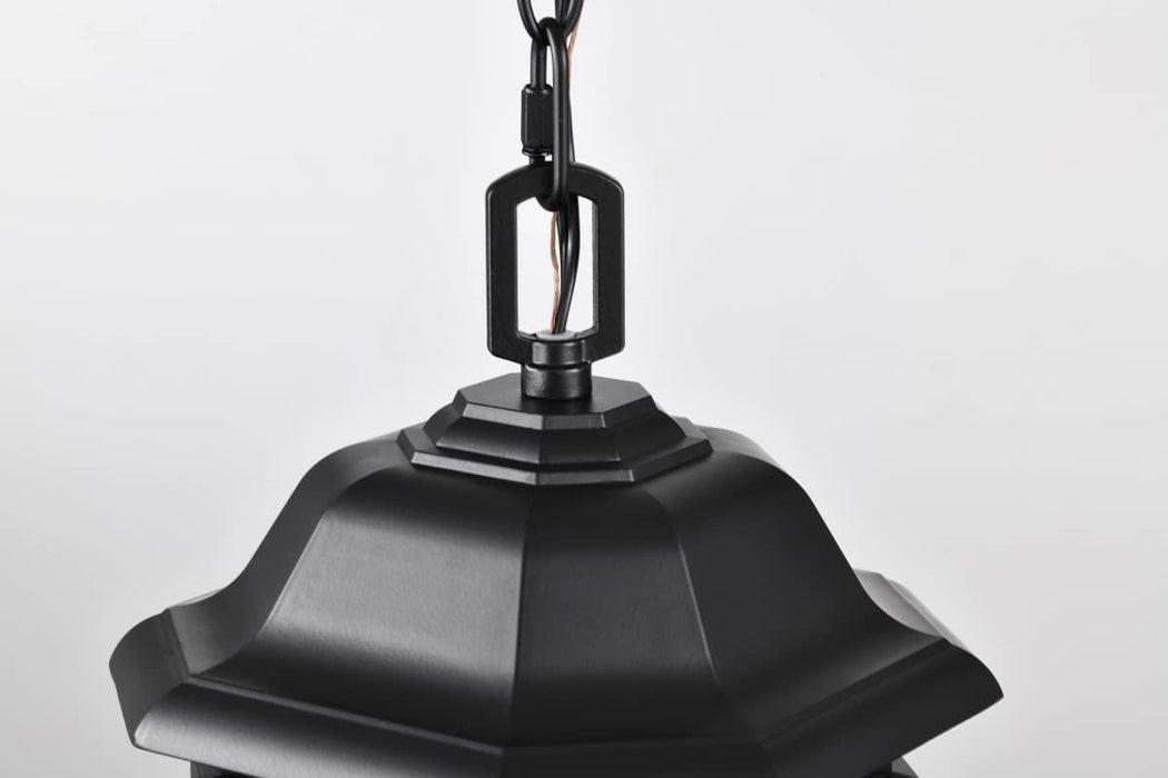 Hanging Lantern Nuvo 60-6117 Hopkins Collection Outdoor 12 inch Hanging Lantern - Matte Black Finish with Clear Glass Nuvo