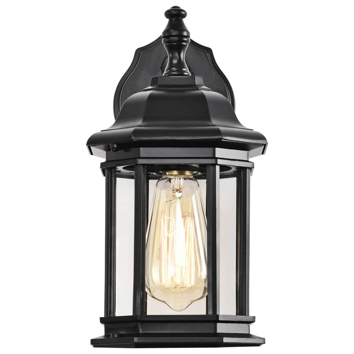 Wall Lantern Nuvo 60-6119 Hopkins Outdoor Collection 12 inch Small Wall Light - Matte Black Finish with Clear Glass Nuvo