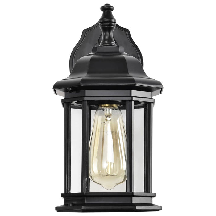 Wall Lantern Nuvo 60-6119 Hopkins Outdoor Collection 12 inch Small Wall Light - Matte Black Finish with Clear Glass Nuvo