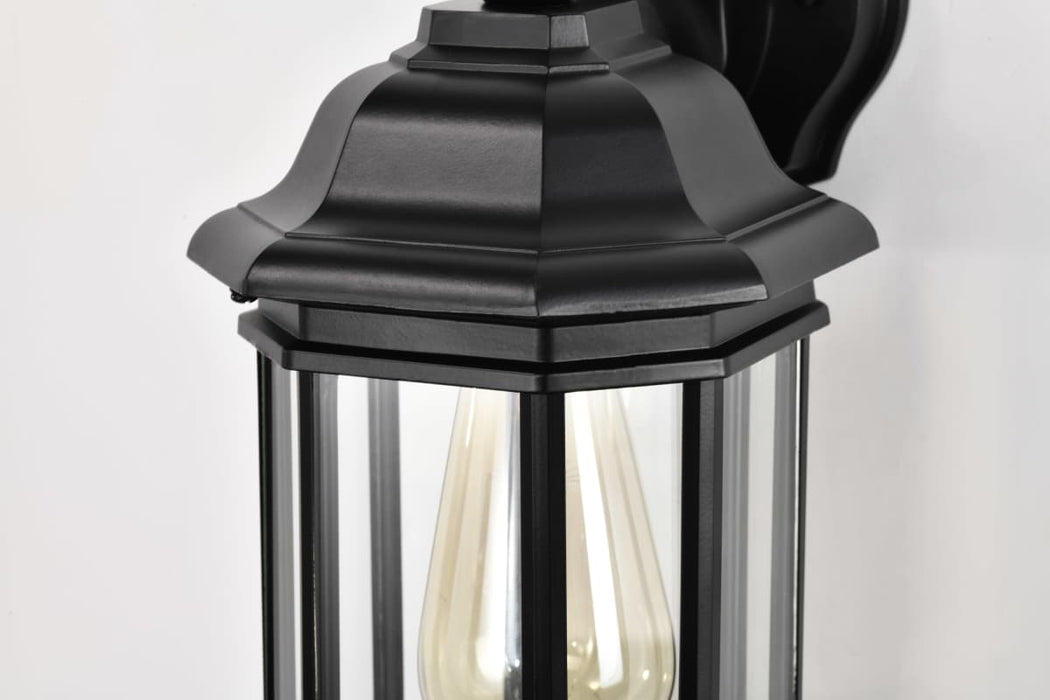 Wall Lantern Nuvo 60-6119 Hopkins Outdoor Collection 12 inch Small Wall Light - Matte Black Finish with Clear Glass Nuvo