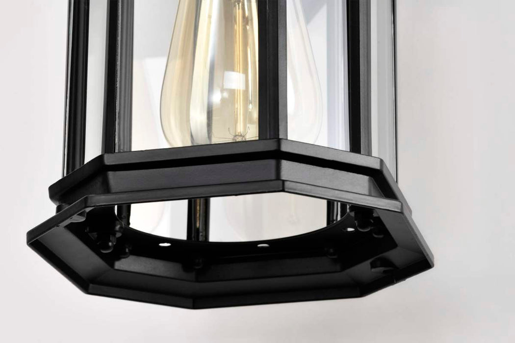 Wall Lantern Nuvo 60-6119 Hopkins Outdoor Collection 12 inch Small Wall Light - Matte Black Finish with Clear Glass Nuvo