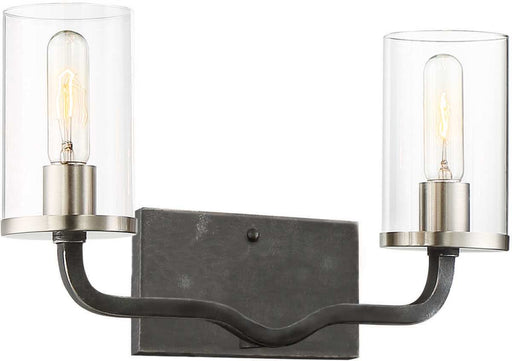Vanity Nuvo 60-6122 Sherwood - 2 Light - Vanity - 16 in. - Iron Black with Brushed Nickel Accents Nuvo
