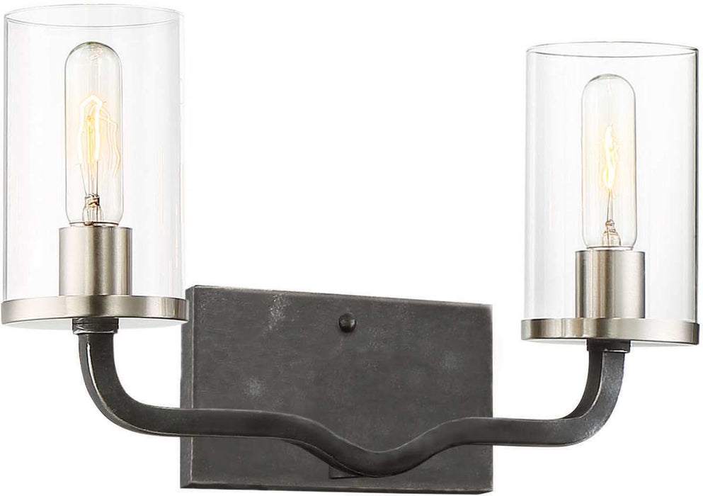Vanity Nuvo 60-6122 Sherwood - 2 Light - Vanity - 16 in. - Iron Black with Brushed Nickel Accents Nuvo