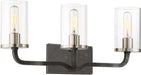 Vanity Nuvo 60-6123 Sherwood - 3 Light - Vanity - 24 in. - Iron Black with Brushed Nickel Accents Nuvo