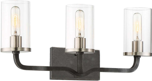 Vanity Nuvo 60-6123 Sherwood - 3 Light - Vanity - 24 in. - Iron Black with Brushed Nickel Accents Nuvo