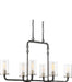 Island Pendant Nuvo 60-6124 6 Light - Sherwood Island Pendant - Iron Black with Brushed Nickel Accents Finish - Clear Glass - Lamps Included Nuvo