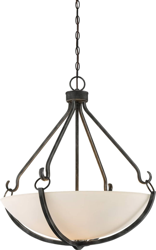Pendant Nuvo 60-6125 4 Light - Sherwood Pendant - Iron Black with Brushed Nickel Accents Finish - Frosted Etched Glass Nuvo