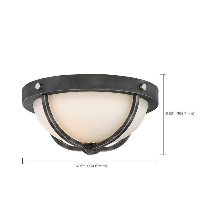 Flush Mount Nuvo 60-6126 2 Light - Sherwood Flush Mount Fixture - Iron Black with Brushed Nickel Accents Finish - Frosted Etched Glass Nuvo