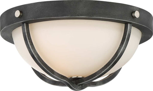 Flush Mount Nuvo 60-6126 2 Light - Sherwood Flush Mount Fixture - Iron Black with Brushed Nickel Accents Finish - Frosted Etched Glass Nuvo