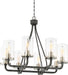 Chandelier Nuvo 60-6128 8 Light - Sherwood Chandelier - Iron Black with Brushed Nickel Accents Finish - Clear Glass - Lamps Included Nuvo