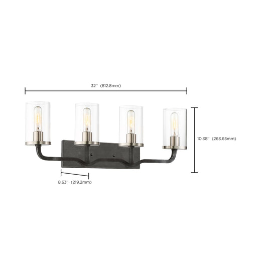 Vanity Nuvo 60-6129 Sherwood - 4 Light - Vanity - 32 in. - Iron Black with Brushed Nickel Accents Nuvo