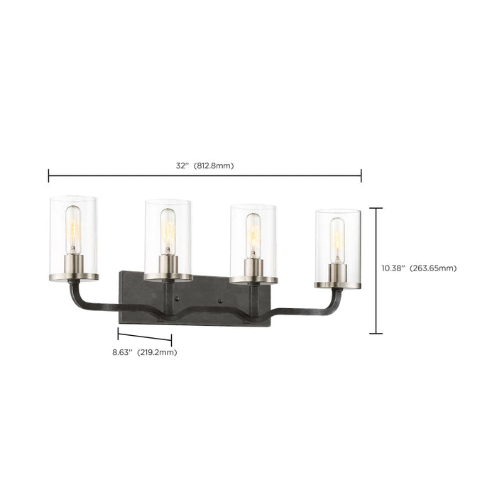 Vanity Nuvo 60-6129 Sherwood - 4 Light - Vanity - 32 in. - Iron Black with Brushed Nickel Accents Nuvo