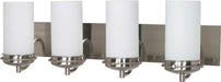 Vanity Nuvo 60-614 Polaris - 4 Light - 30 in. - Vanity with Satin Frosted Glass Shades - Brushed Nickel Finish Nuvo