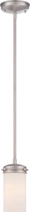 Mini Pendant Nuvo 60-615 Polaris - 1 Light - Mini Pendant- with White Opal Glass - Brushed Nickel Finish Nuvo