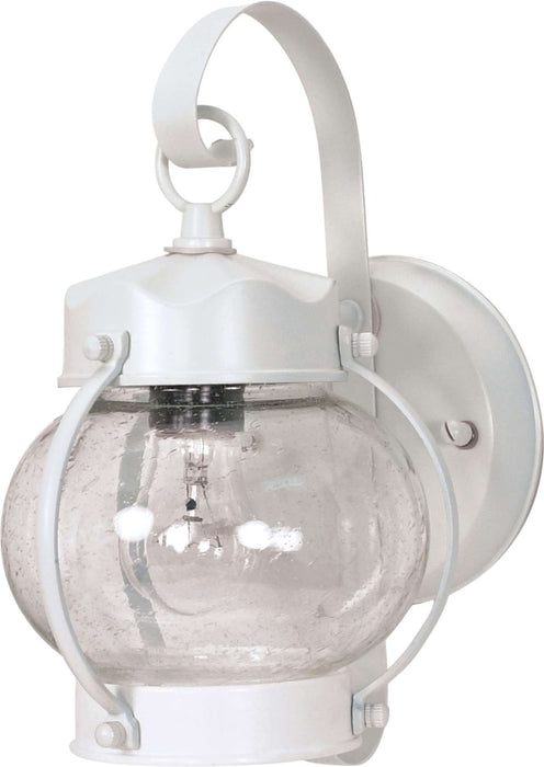 Wall Lantern Nuvo 60-630 1 Light - 11 in. - Wall Lantern - Onion Lantern with Clear Seed Glass - White Finish Nuvo