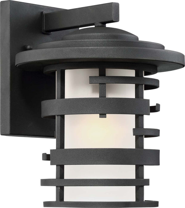 Wall Lantern Nuvo 60-6402 Lansing - 1 Light - 12 in. - Outdoor Wall Lantern with Etched Glass - Textured Black Finish Nuvo