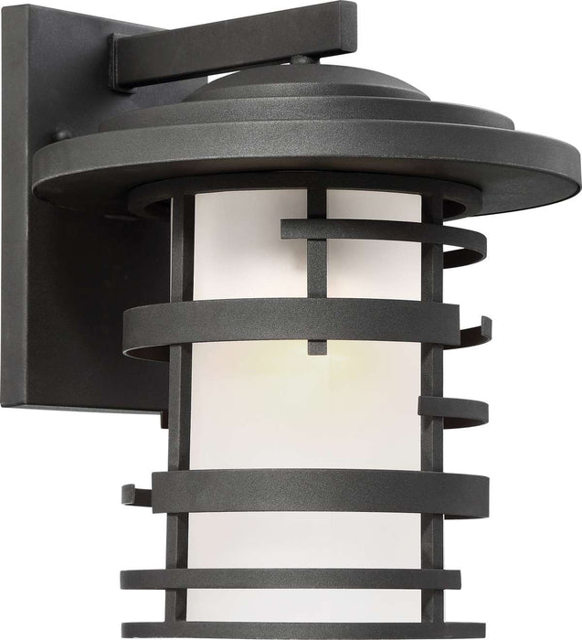 Wall Lantern Nuvo 60-6403 Lansing - 1 Light - 14 in. - Outdoor Wall Lantern with Etched Glass - Textured Black Finish Nuvo